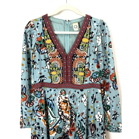 Anthropologie Akemi + Kin Beaded Midi Dress Maximalist Bohemian Hippie Boho 6 - Picture 2 of 11